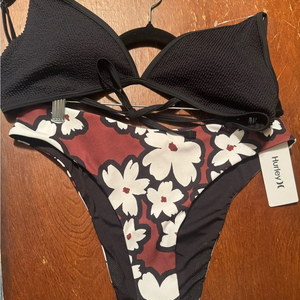 Abercrombie & Fitch and Hurley Black ,White & Brown 2 pc bikini set